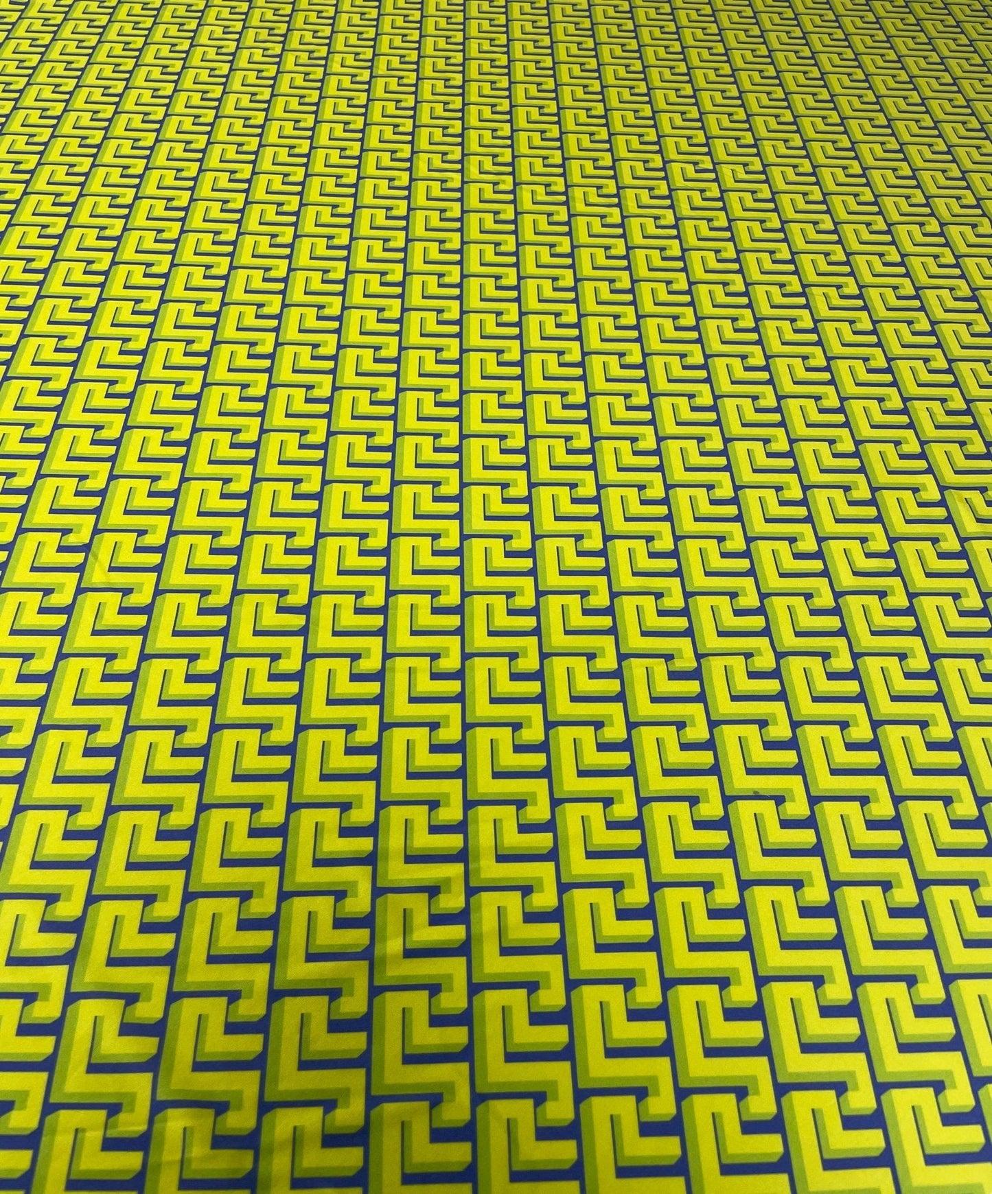 Yellow Geometric Spandex Fabric by the Metre