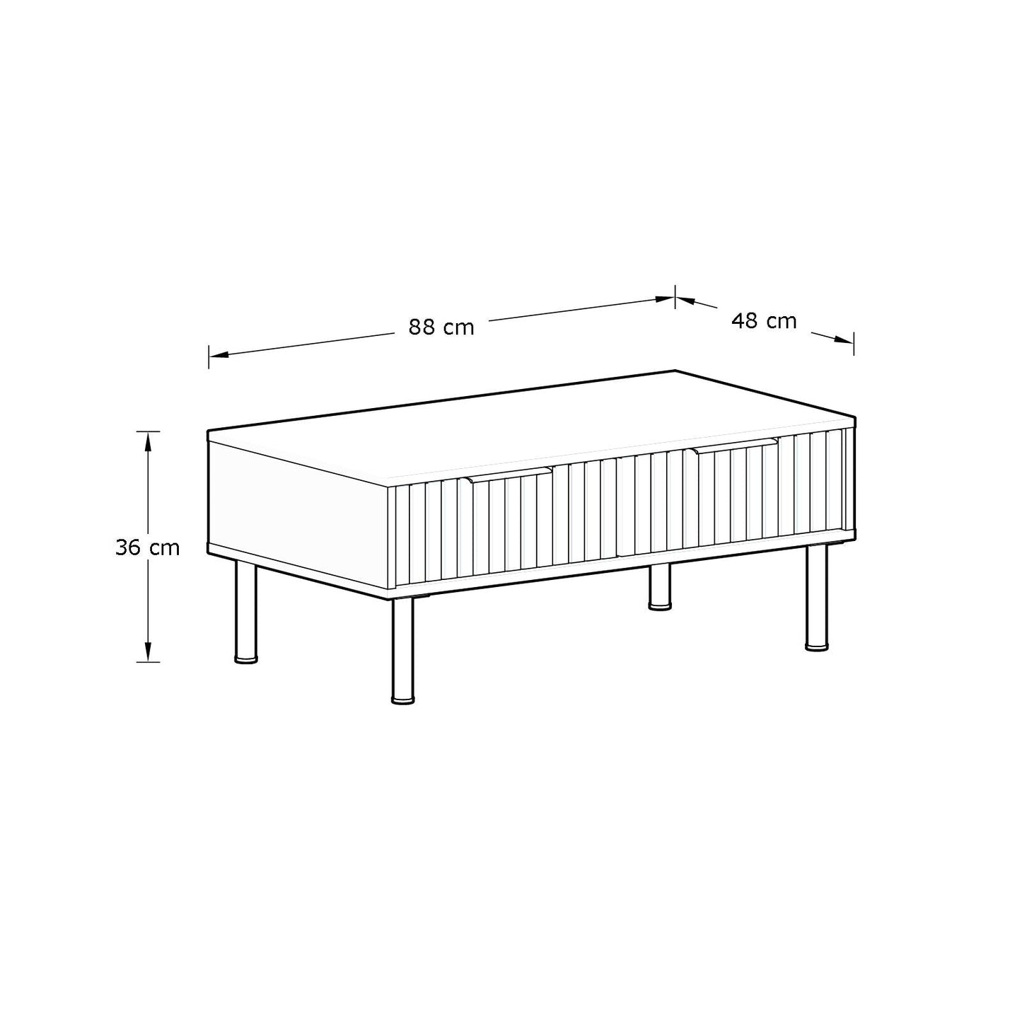 Nervata Coffee Table White & Gold 2 Drawers