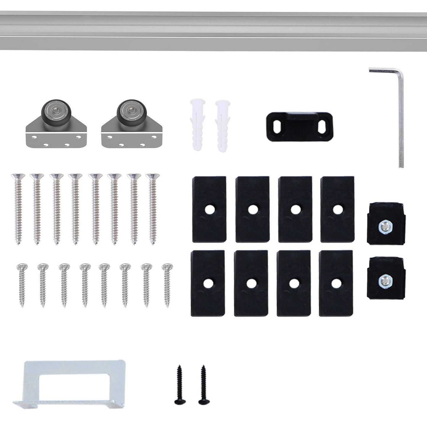 Modern Sliding Barn Door Closet Hardware Track Kit Track System Unit for Single Wooden Door 6FT /1860mm