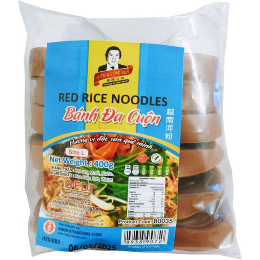 HIEU QUANG YEN Red Rice Noodles Banh Da Do Cuon (M) 400g