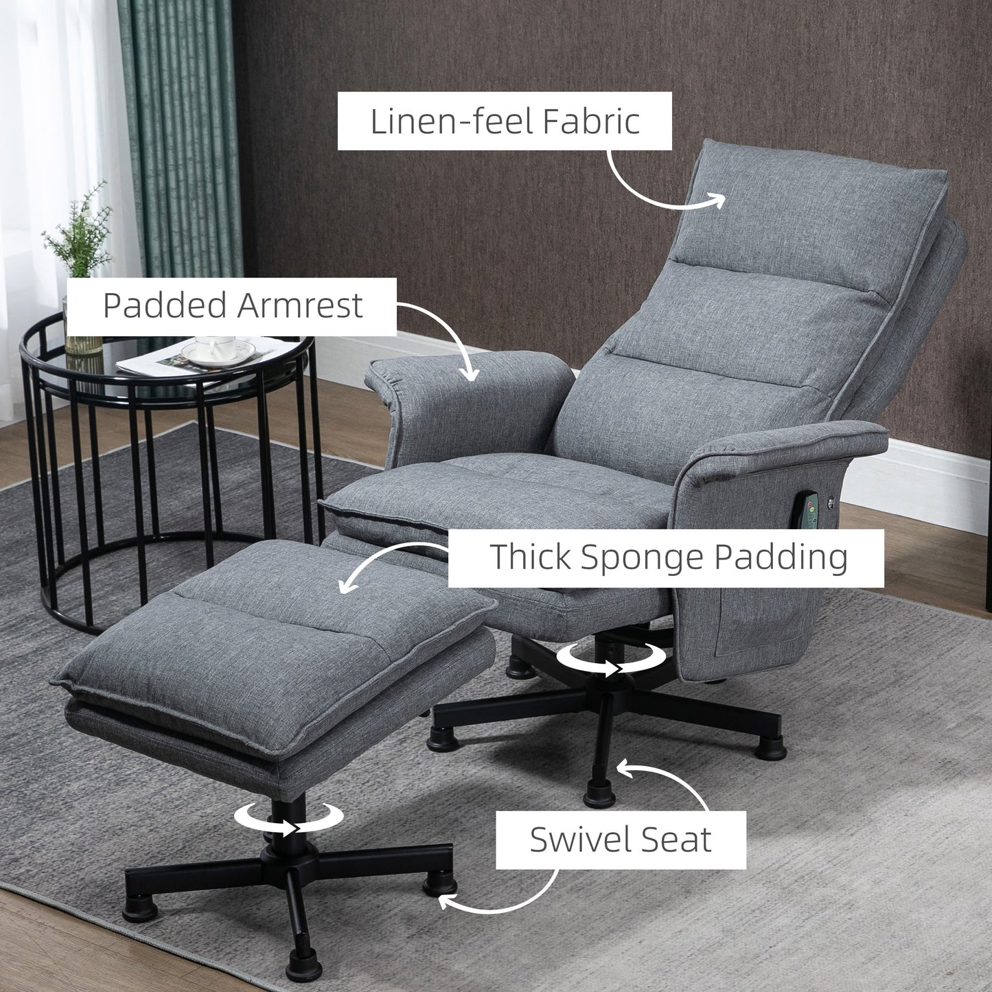 Swivel Recliner Chair and Footstool