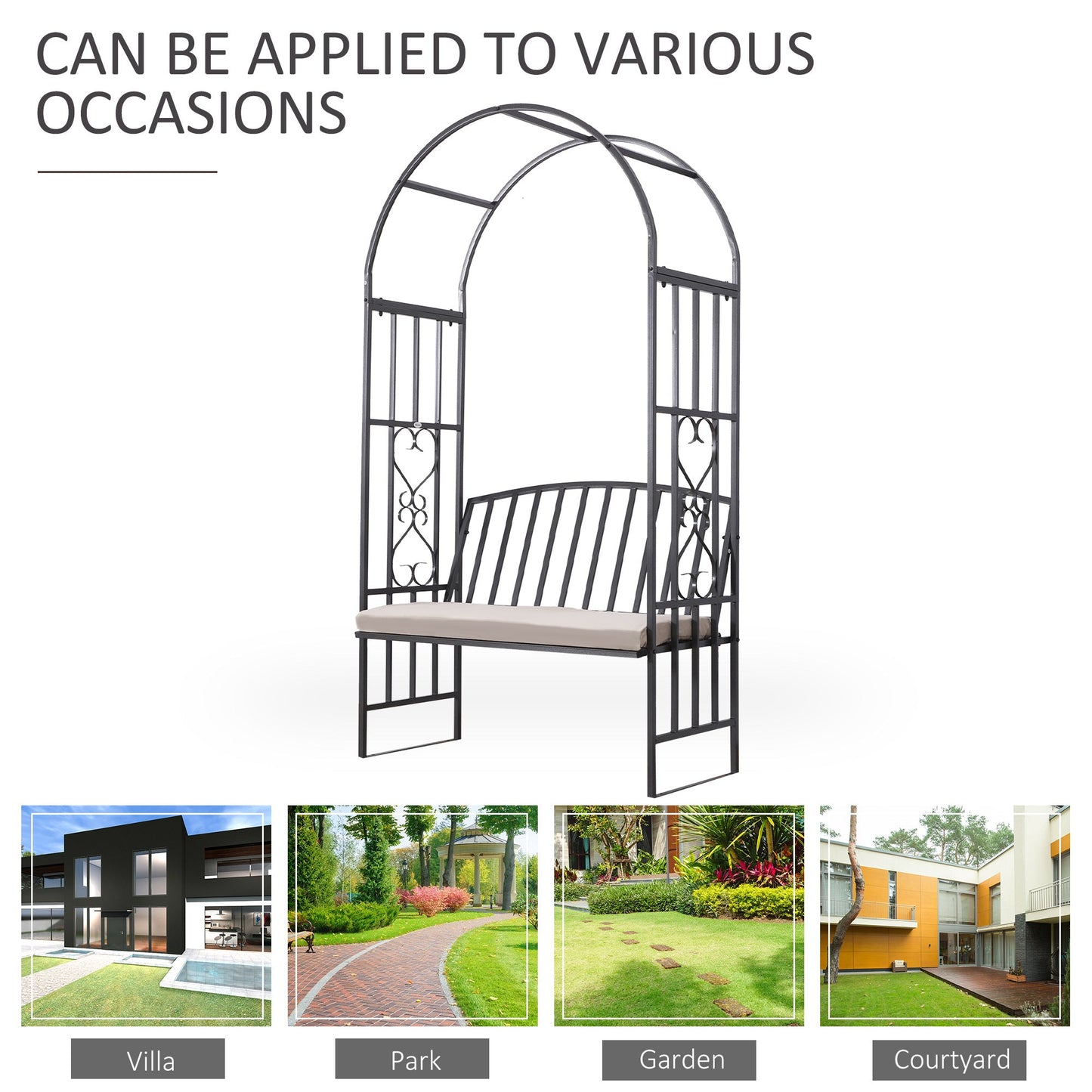 Metal Frame Bench W/Arch