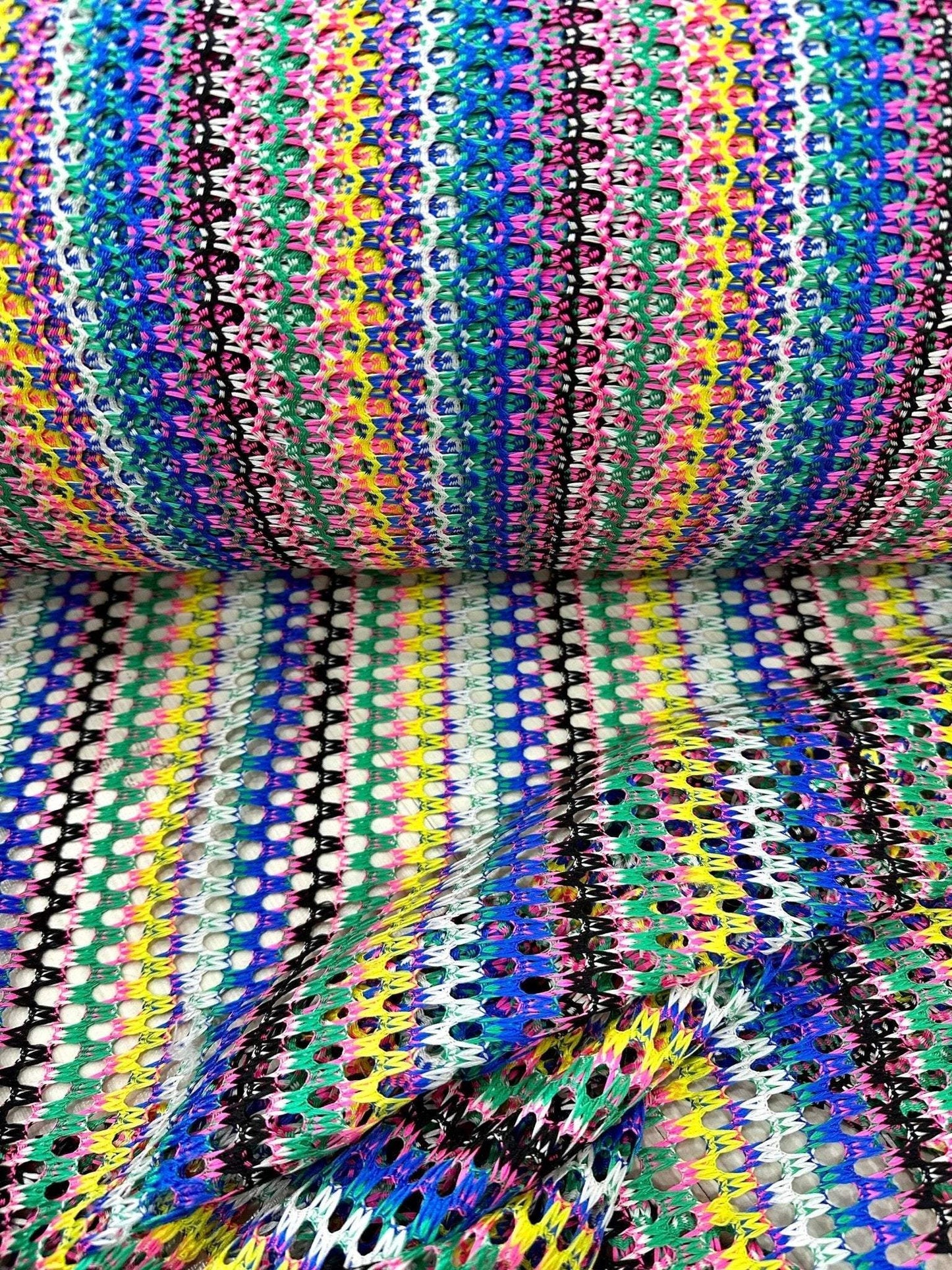 Multicolor Chevron Zigzag Knit Jersey Fabric