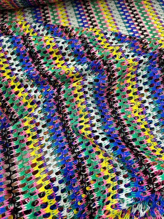 Multicolor Chevron Zigzag Knit Jersey Fabric