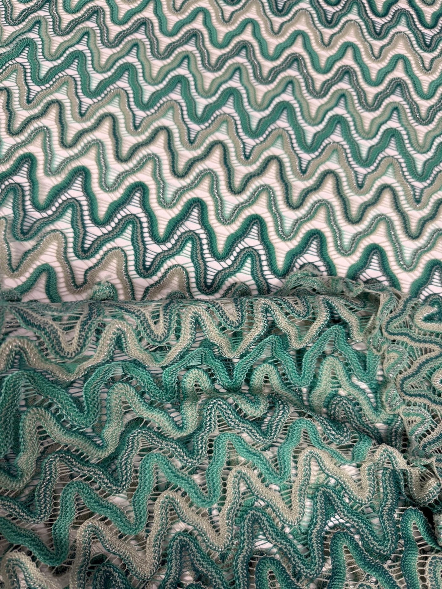 Zigzag Mesh Fabric Green Tones