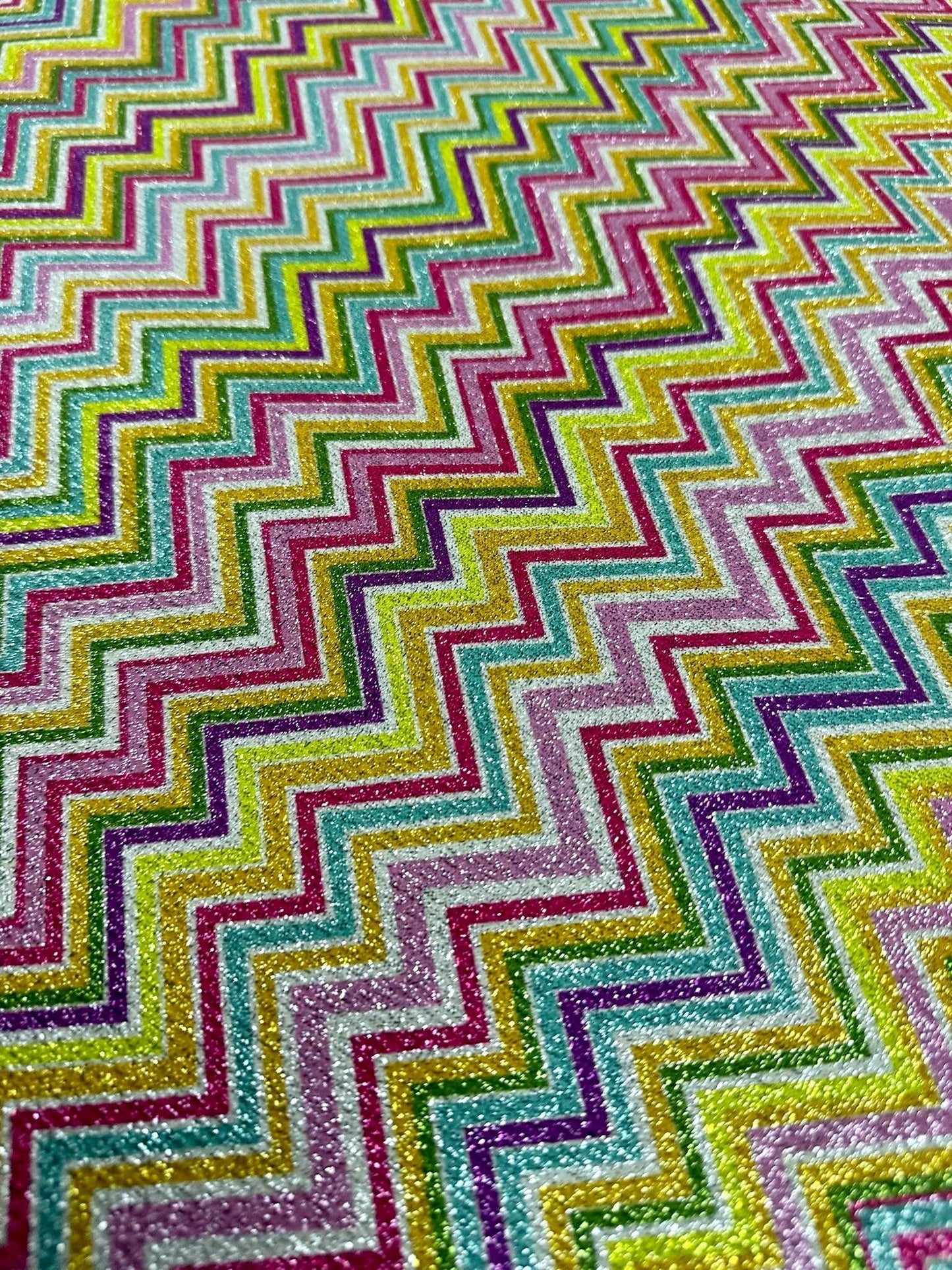 Multicolor Shimmer Zigzag Knit Fabric