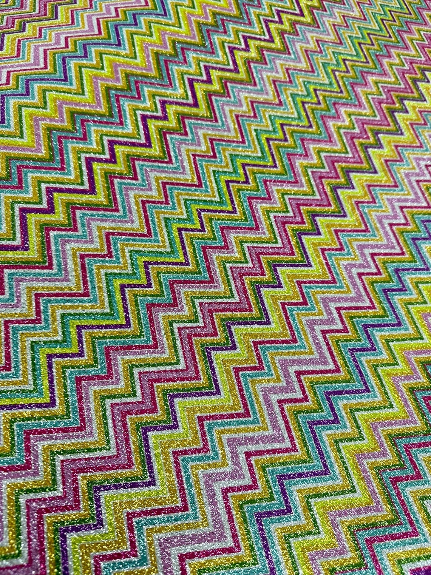 Multicolor Shimmer Zigzag Knit Fabric