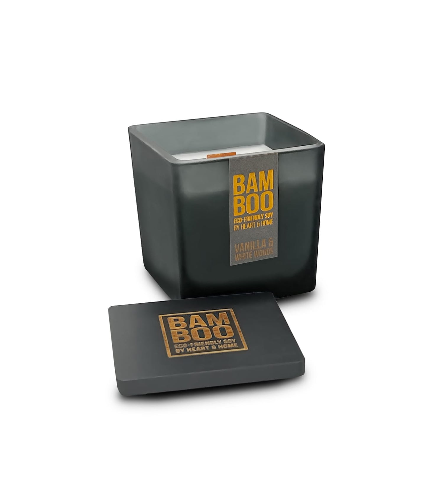 Bamboo Vanilla & White Woods Small Soy Candle  - 20 Hours Burn - Crackling Wick