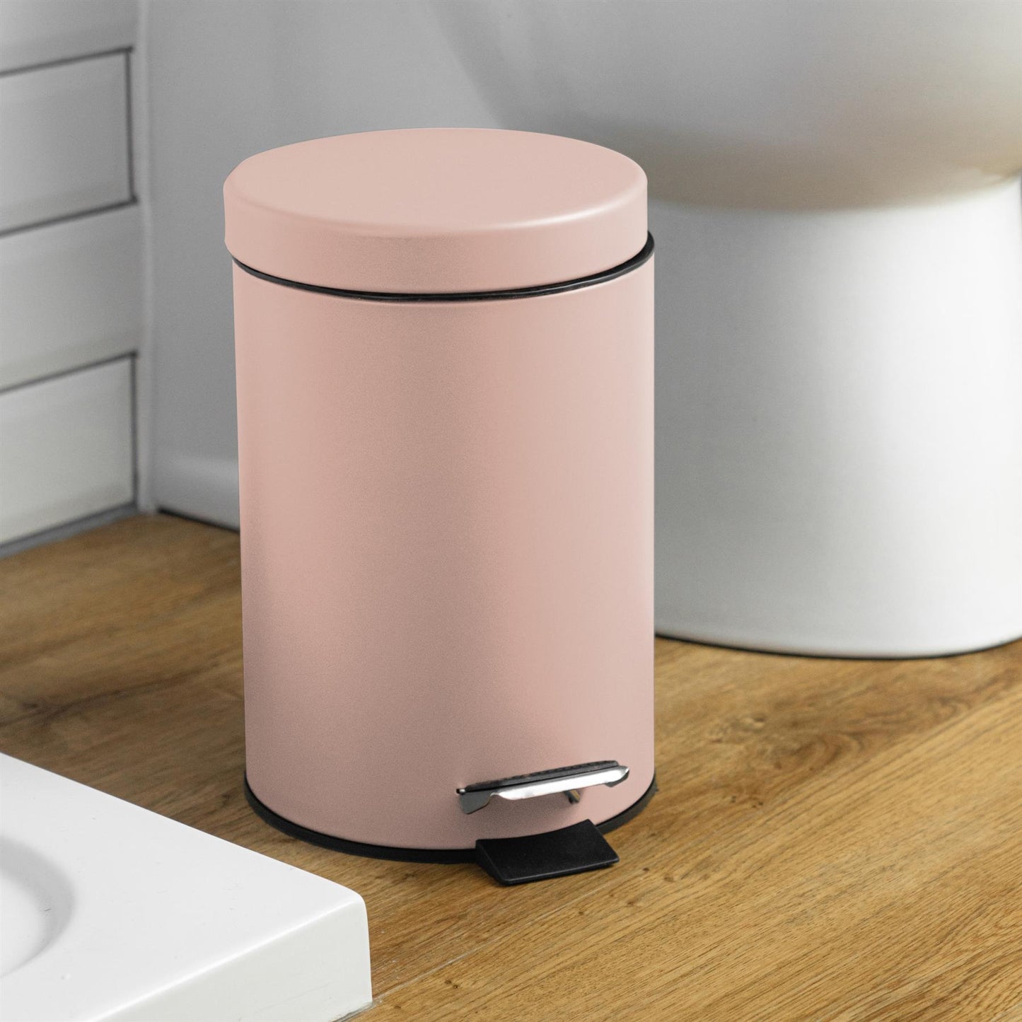 3L Matt Pink Round Stainless Steel Bathroom Pedal Bin