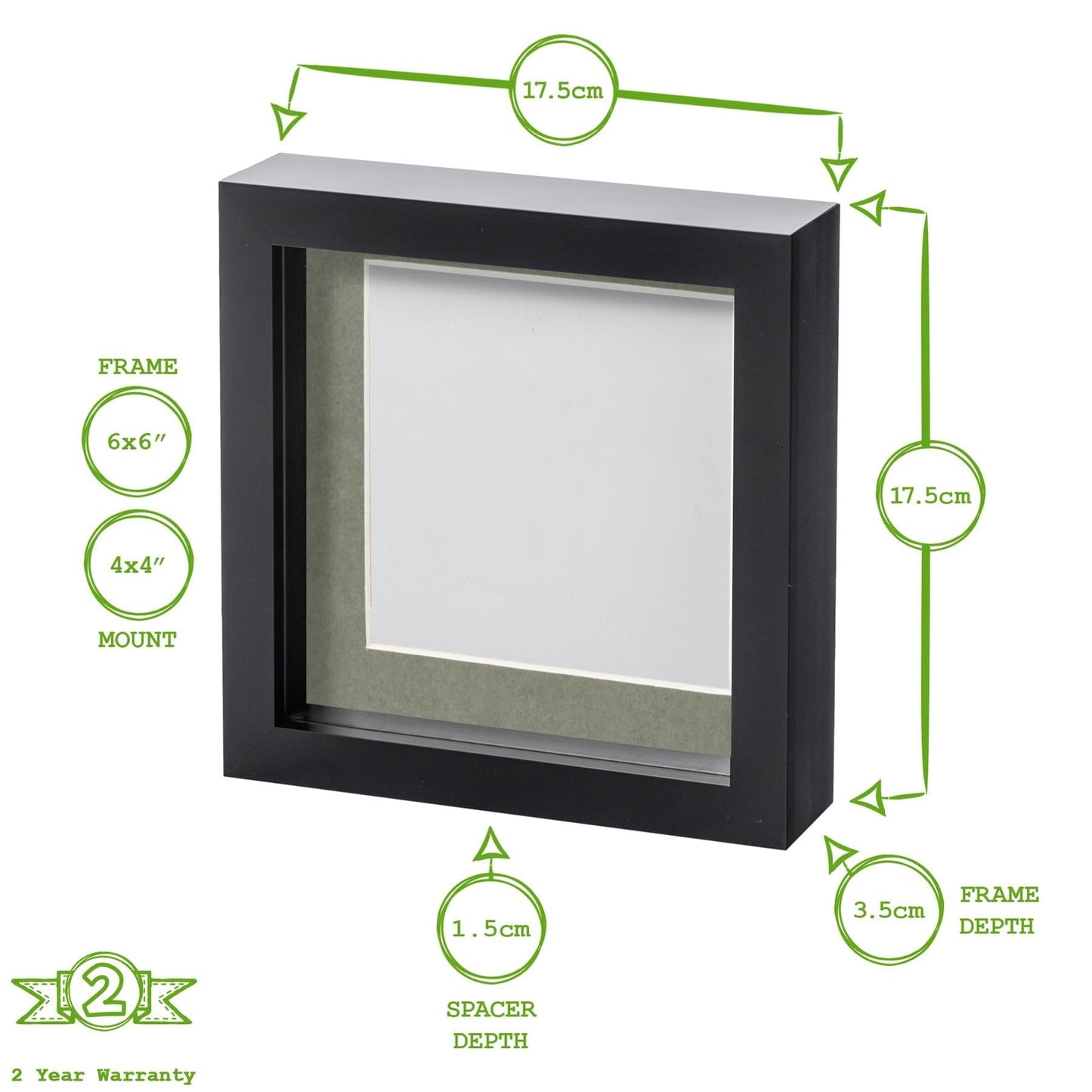 6" x 6" White 3D Box Photo Frame with 4" x 4" Mount