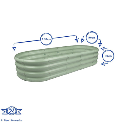 180cm x 90cm Rounded Galvanised Steel Raised Garden Bed