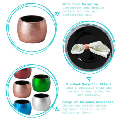 Metallic Blue Melamine Napkin Rings - Pack of Six