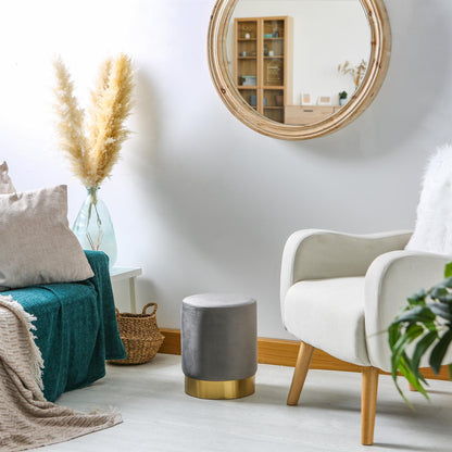 Round Velvet Footstool