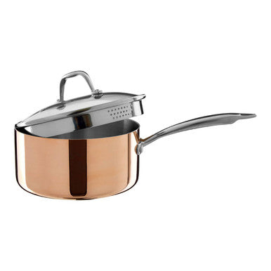 Minerva Copper Finish 20cm Saucepan with Lid