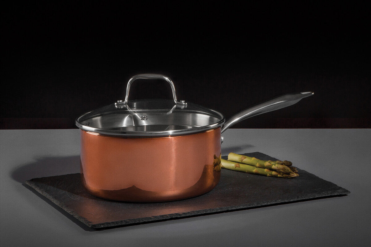 Minerva Copper Finish 20cm Saucepan with Lid