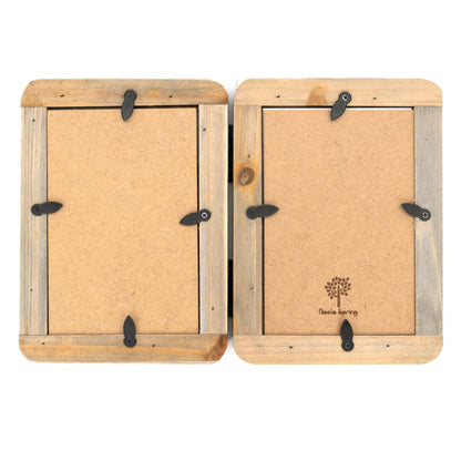 4" x 6" Wooden Hearts Standing Double Photo Frame