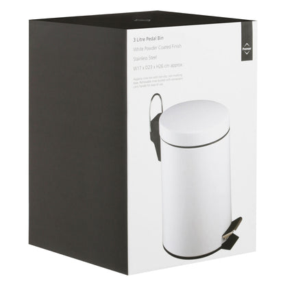 Parker White 3 Litre Pedal Bin