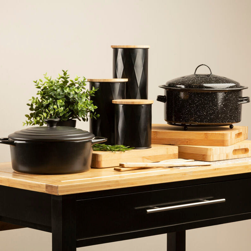 Rhombus Black Small Storage Canister