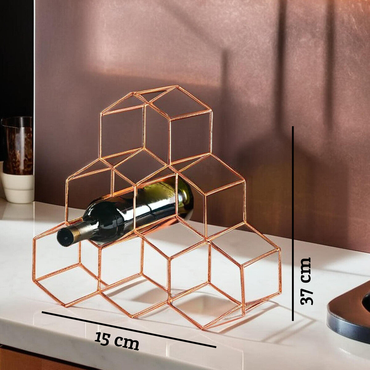 Vertex 6 Bottle Copper Finish Wine Rack