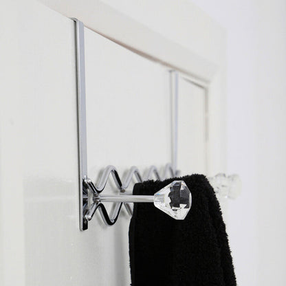 Jaxen Chrome Over Door Hanger with Five Diamante Hooks