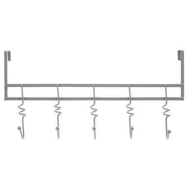 Jaxen Over Door Grey Hanger with Five Swirl Hooks