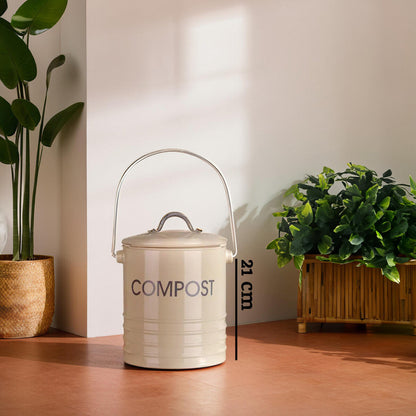 Cream Compost Bin With Handle