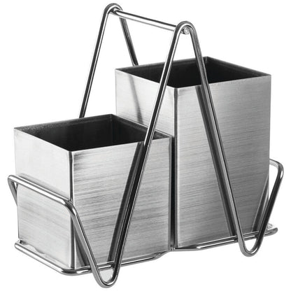 Stainless Steel 2 Compartment Silver Cutlery Caddy