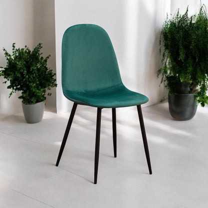 GREEN FABRIC CHAIR BLACK METAL LEGS