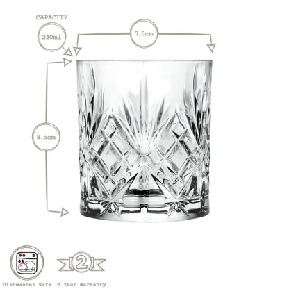 240ml Crystal Melodia Whisky Glasses - Pack of 6