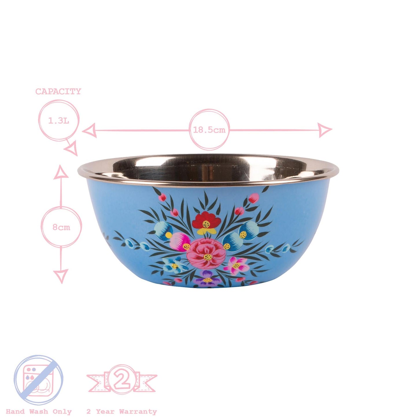 Pansy 18.5cm Stainless Steel Picnic Bowl