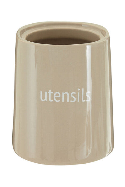 Fletcher Beige Ceramic Utensils Holder