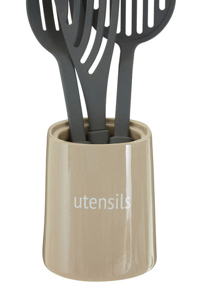 Fletcher Beige Ceramic Utensils Holder