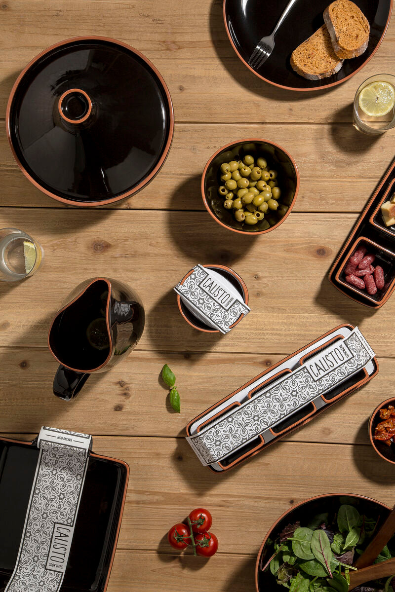 Calisto Black Glazed Terracotta Dinner Plate