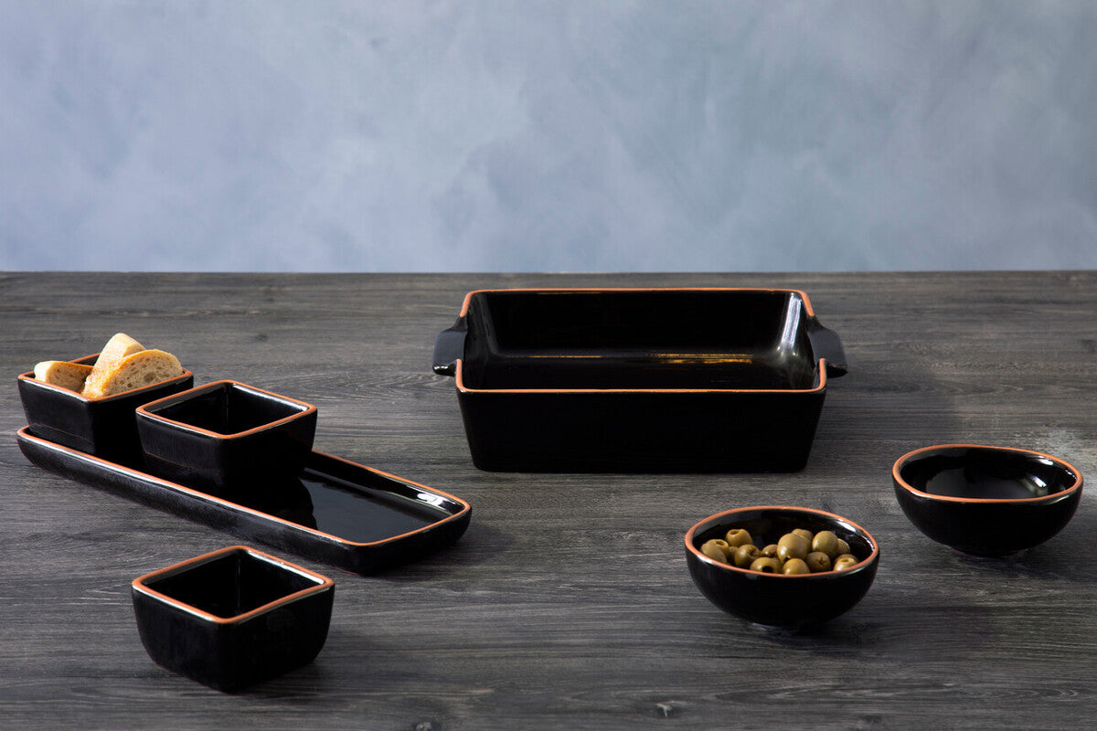 Calisto Terracotta Black Glazed Oven To Table Dish
