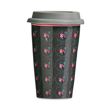Taza Ditsy Floral Ceramic Travel Mug with Silicone Lid