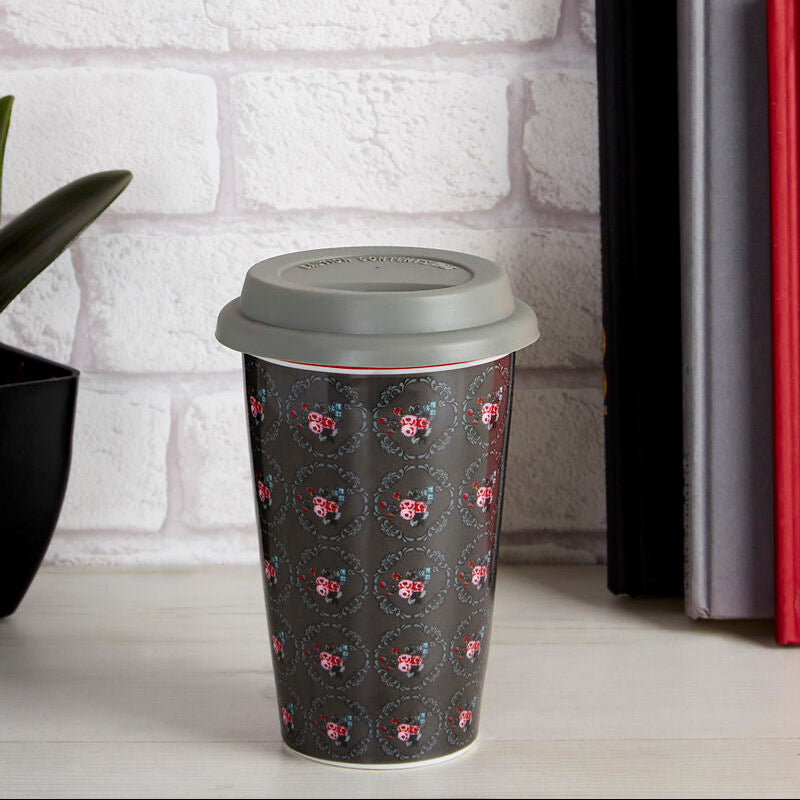 Taza Ditsy Floral Ceramic Travel Mug with Silicone Lid