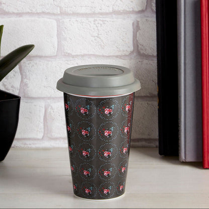 Taza Ditsy Floral Ceramic Travel Mug with Silicone Lid