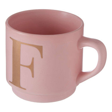 Signet Pink Monogram Mug, F