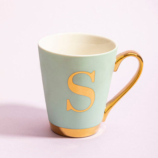Mimo Green Frosted Deco S Letter Monogram Mug