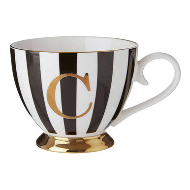 Duchess Black and White Monogram Mug, C