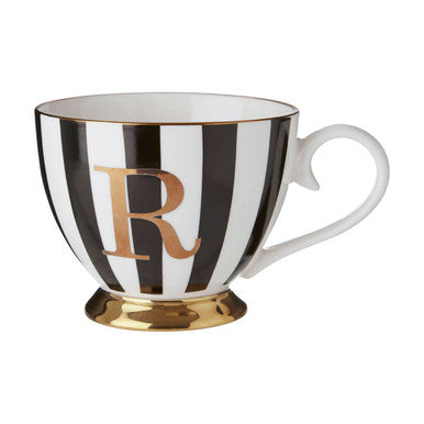 Duchess Black and White Monogram Mug, R