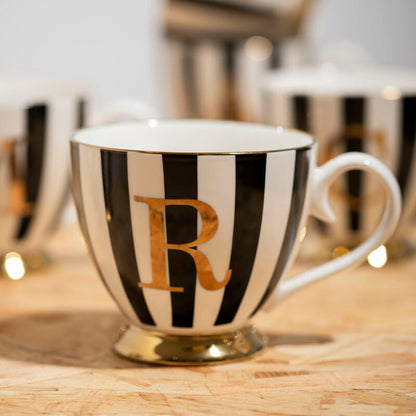 Duchess Black and White Monogram Mug, R