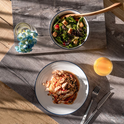 26cm Farmhouse White Porcelain Dinner Plates - Pack of Six