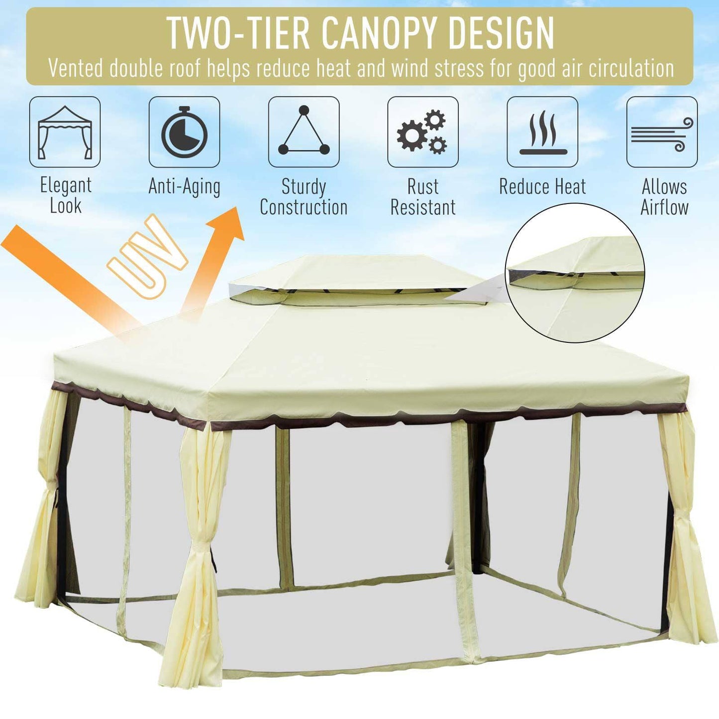 Outsunny 3 X 4 M Aluminium Garden Gazebo