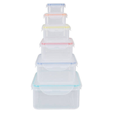 Herrela 6Pc Rectangular Food Containers With Airtight Lids