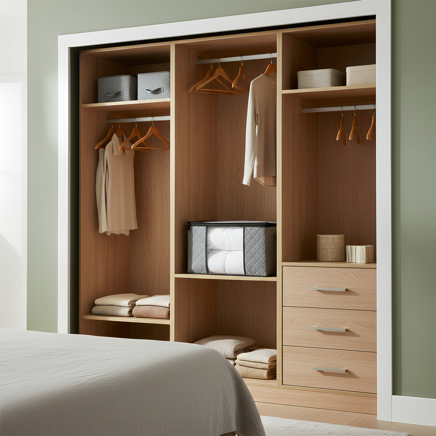 95 Litre Clothes Storage Bags with Lid - Grey - Pack of 5