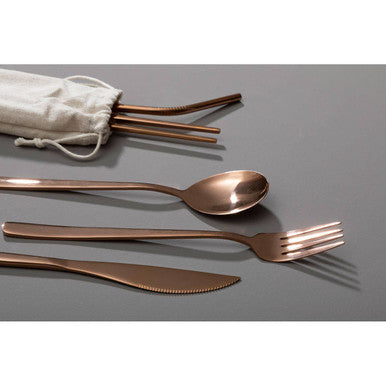 Mimo 6 Piece Rose Gold Travel Cutlery Set With Case