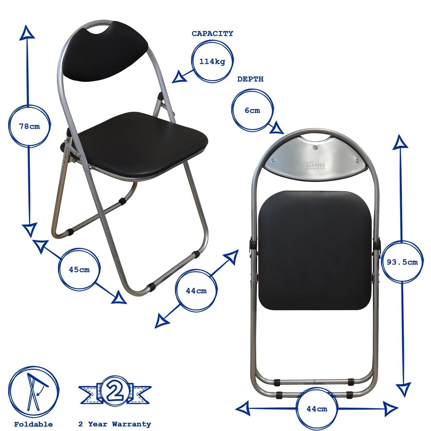 Blue Curved Padded Folding Chair - Pack of Six