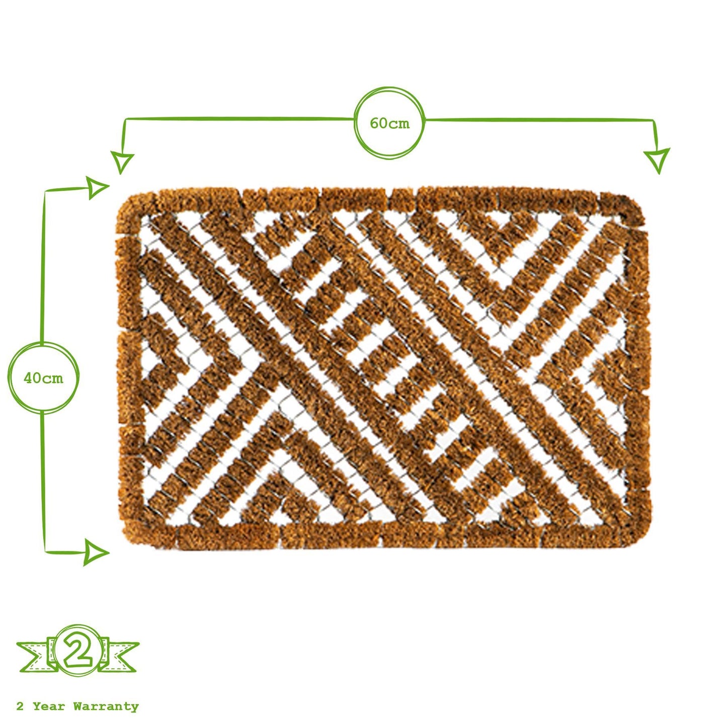 60cm x 40cm Natural Coir Scraper Door Mat