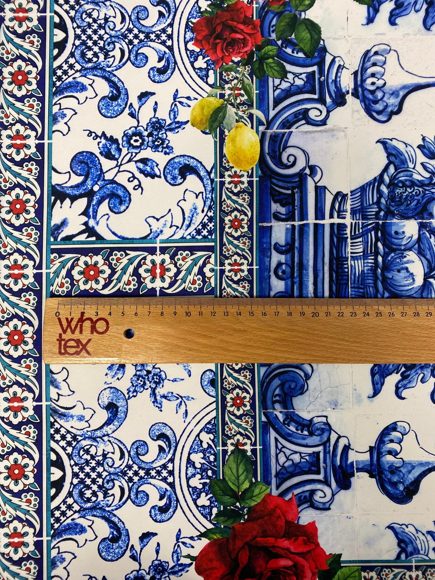 Majolica Mosaic Pattern Italian Tile Fabric